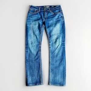 BKE Mason Jeans Mens 32x32R Medium Wash Straight Fit Denim Thick Stitching Y2K